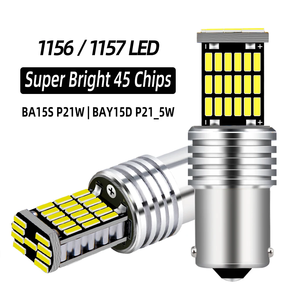 

2PCS 1156 BA15S P21W S25 7506 LED Bulbs High Power 45pcs 4014SMD Super Bright 1200LM Replace For Car Reversing Light White