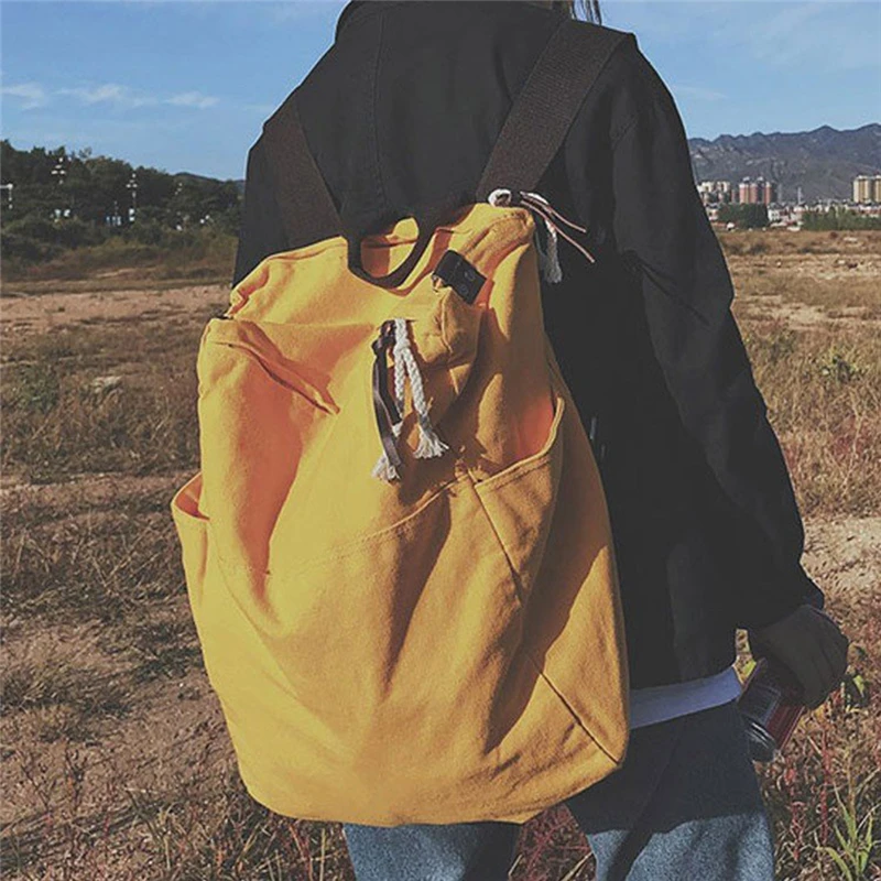 

Solid Color High Capacity Travel Backpack Laptop Canvas Women Backpack Female Schoolbag For Teenages Girls Mochila Mujer