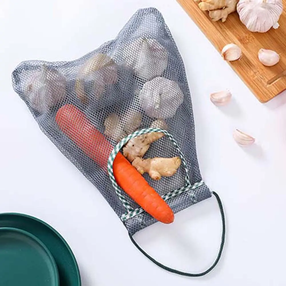 

Foldable Breathable Potato Ginger Onion Hollow Kitchen Organizer Vegetable Storage Bag Mesh Bag Hanging Pocket
