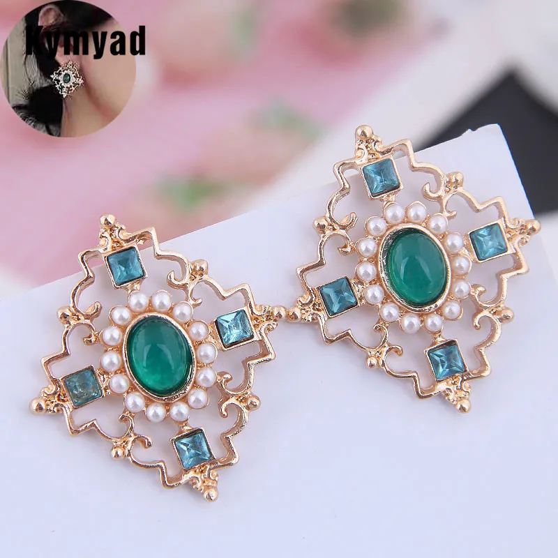 Kymyad золото Цвет серьги со шпилькой для Для женщин 2019 Геометрическая Имитация