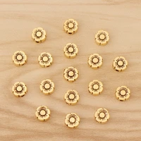 50 pieces antique gold flower spacer beads charms for diy bracelet jewellery making accessories 6mm