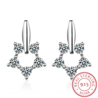 new design wedding jewelry luxury clear aaa austrian zirconia earring elegant 925 sterling silver flower stud earrings for women