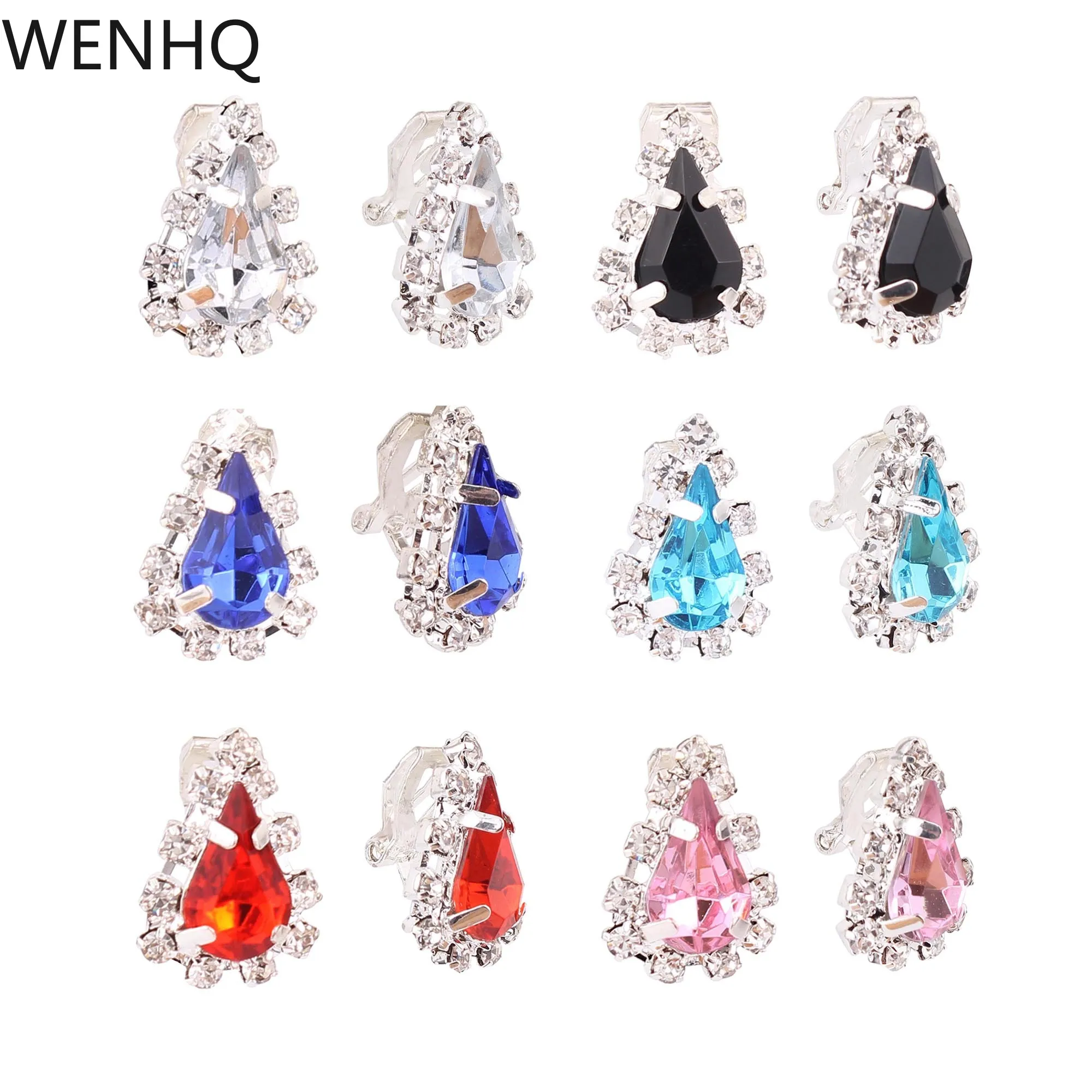 

WENHQ Cute Water Drop Shape Clip on Earrings Without Pierced for Women Girl Party Wedding Gorgeous Silver Plated Cuff Earrings