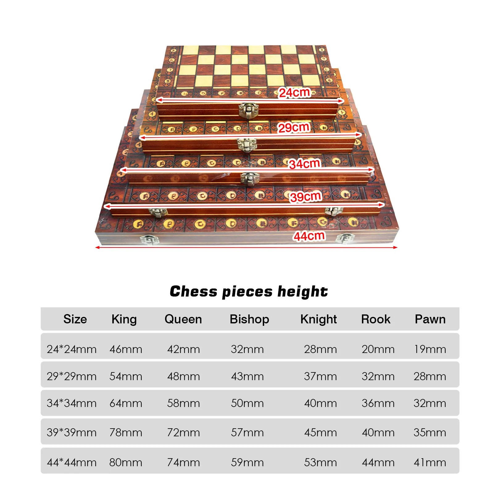

3 In 1 Wooden Foldable International Chess Set Game Indoor Travel Chess Folding Chessboard Parent-child Interaction Family Party