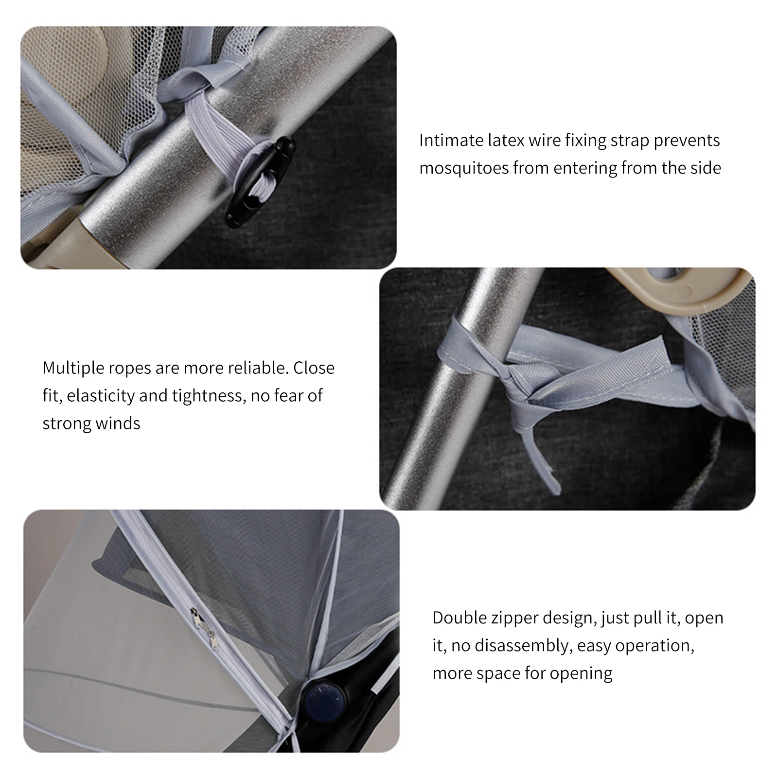 

Infant Stretchable Pushchair Full Cover Netting Baby Stroller Mosquito Net Safe Mesh Buggy Crib Netting Cart Zipper Mosquito Net