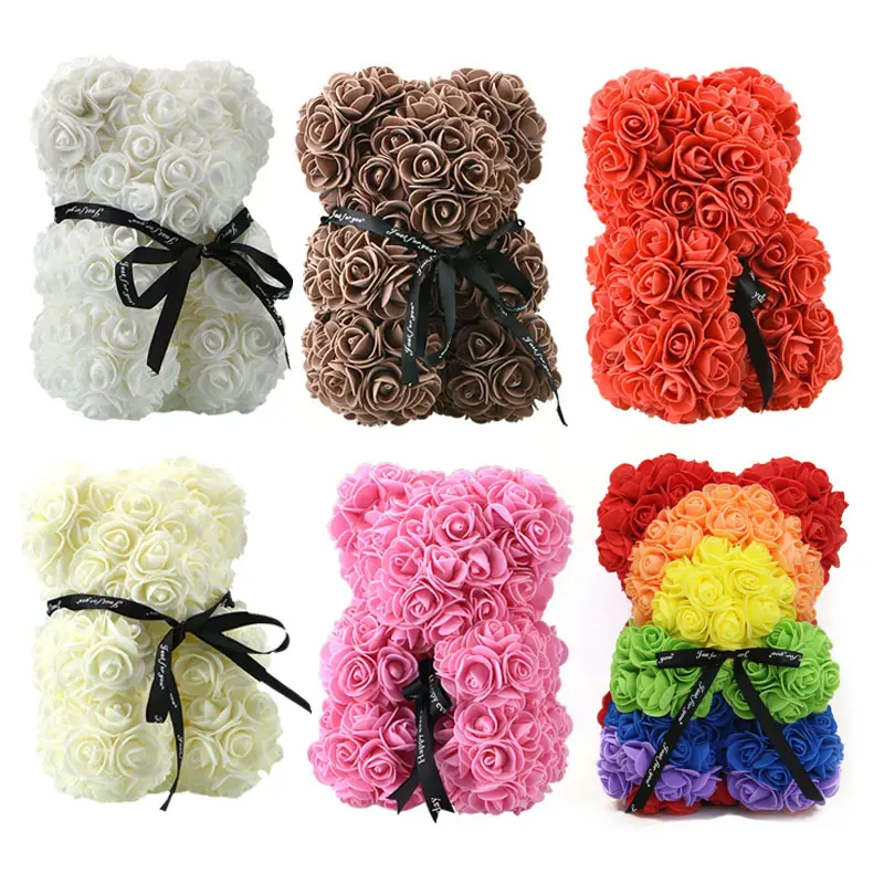 Прямая поставка 25 см/40 см искусственный цветочный медведь роза мишка тедди