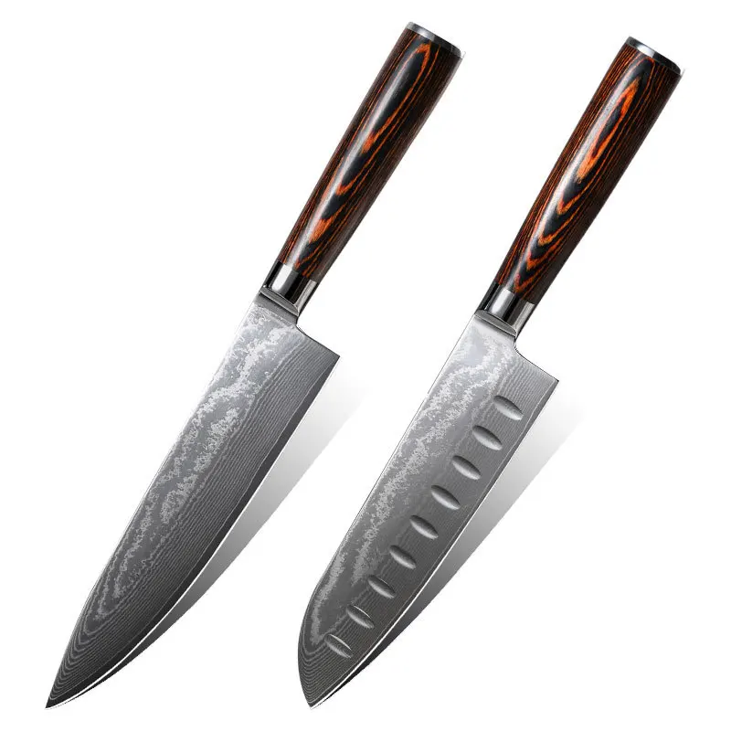 

Damascus Steel Kitchen 8 Inch Chef Knives 7 Inch Santoku Knife Meat Cleaver Vegetable Slicing Cutter Kitchen Cooking Knife