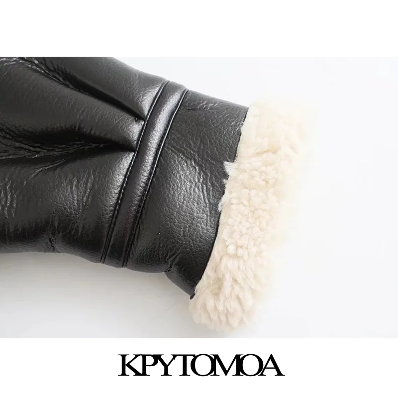 KPYTOMOA Женская модная Толстая теплая куртка из искусственной кожи дубленка пальто