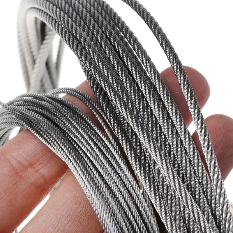 

New 10m 304 Stainless Steel Wire Rope Soft Fishing Lifting Cable 77 Clothesline 19QB
