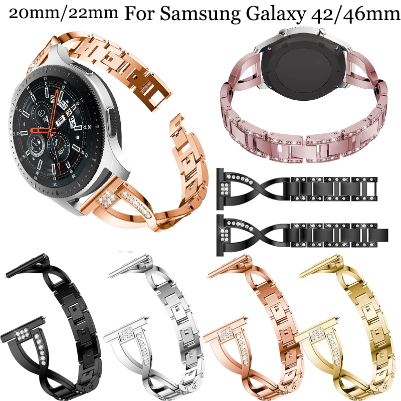 

Women stainless steel wristband For Samsung Galaxy 42mm 46mm Active2 40mm 44mm Smart Watch Band 20mm 22mm Wrist Strap Gear S3 S2