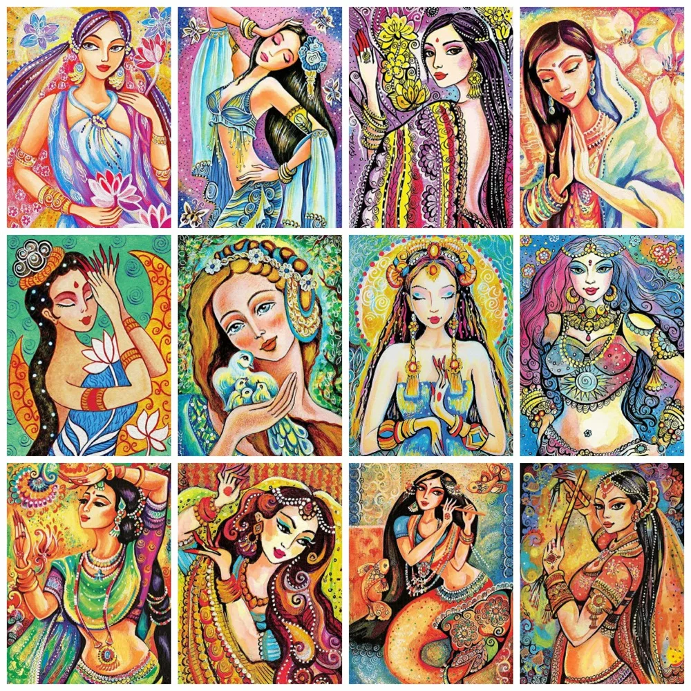 

Huacan Diy алмазная живопись, женщина, цвет, домашняя искусственная вышивка, девушка