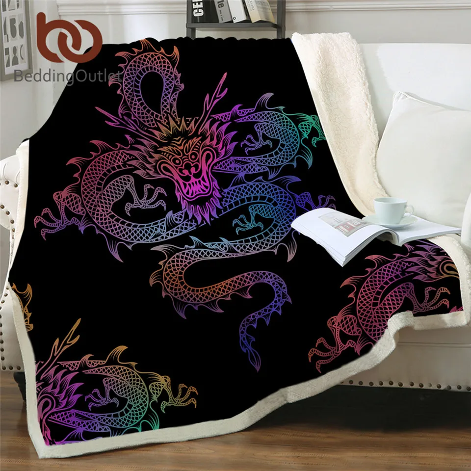 Постельное белье на выход Драконий шерпа пледы одеяло красочное печатное