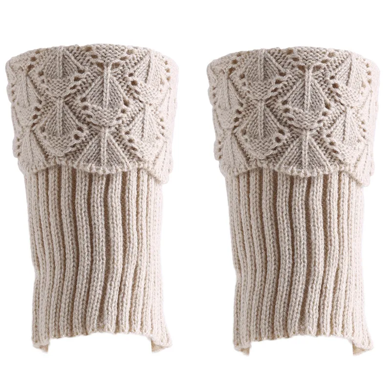 Women Ladies Crochet Knitted Shell Design Boot Cuffs Toppers Knit Leg Warmers Winter Short Liner Boot Socks