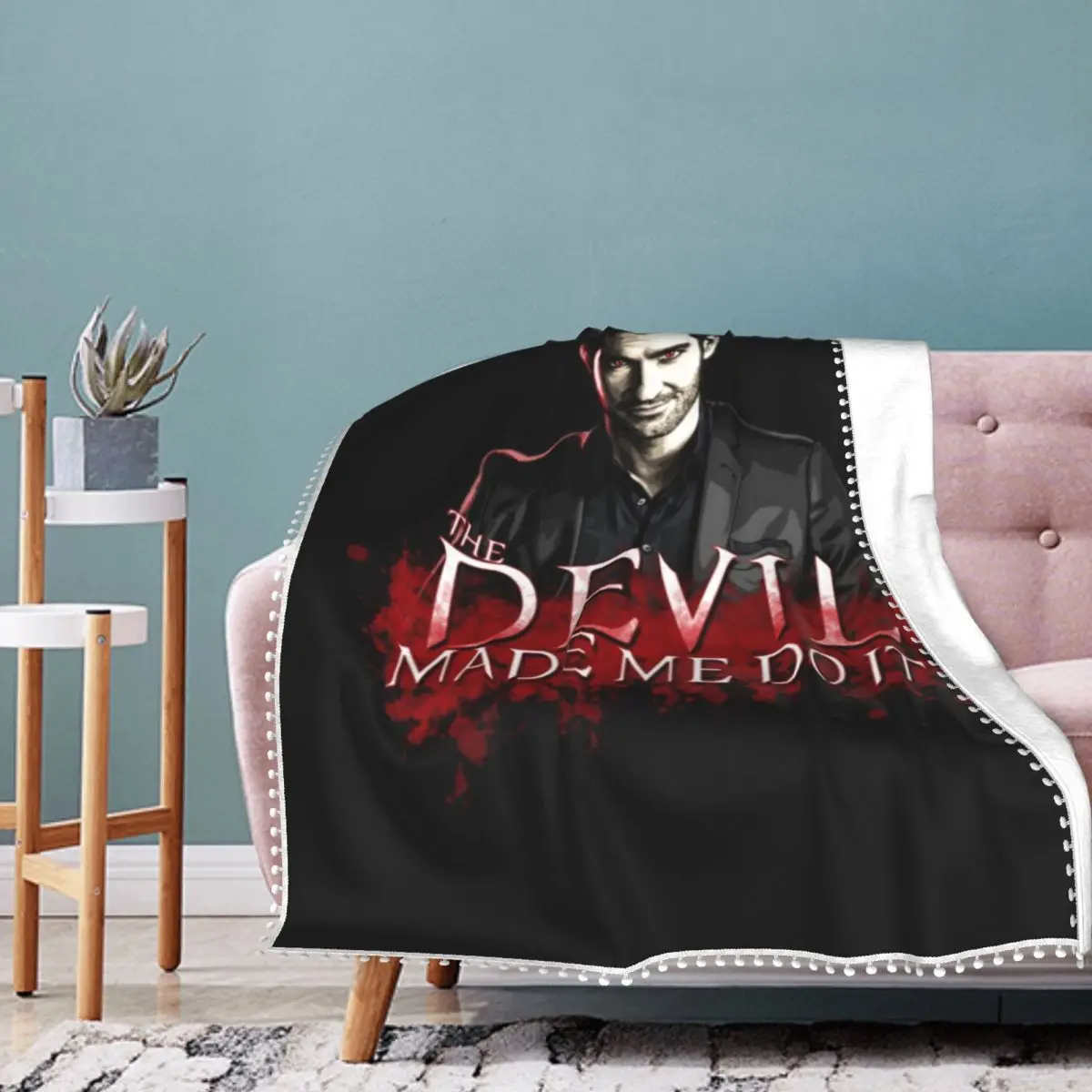 

The DEVIL Made Me Do It Lucifer Blanket Fantasy Series Fuzzy Fleece Blanket Armchair Soft Cheap Bedspread