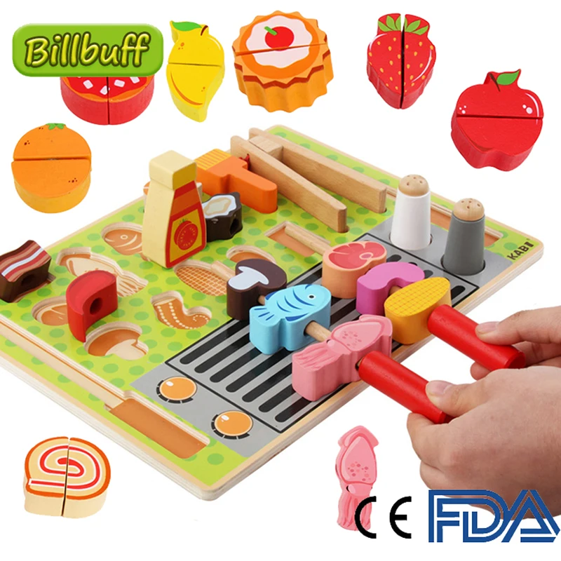 

2021 Montessori DIY Simulation Fruits Vegetables Toys wooden Classic Game Kitchen Series Toy Early Education Gift Play House Toy