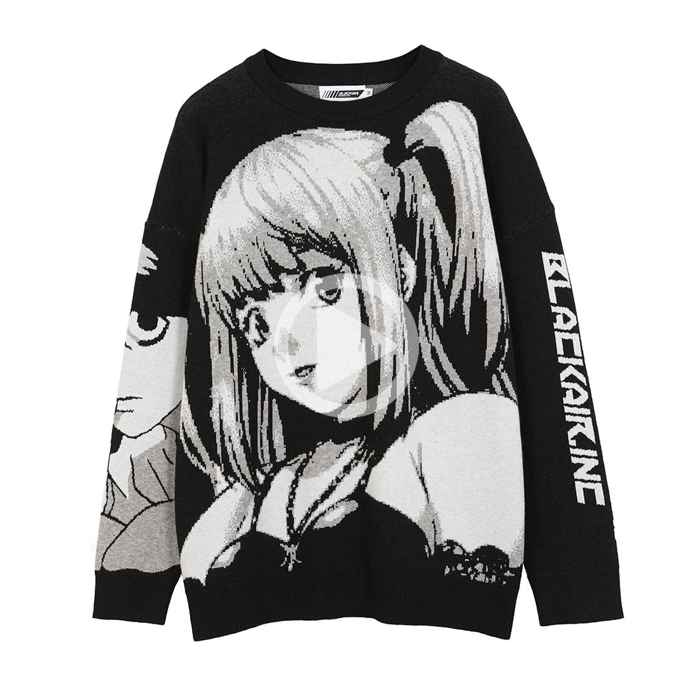 

Вязаная Зимняя одежда в стиле Харадзюку, женские свитера оверсайз 2021, Топ с длинным рукавом, Готическая мода, японская кавайная мультяшная у...