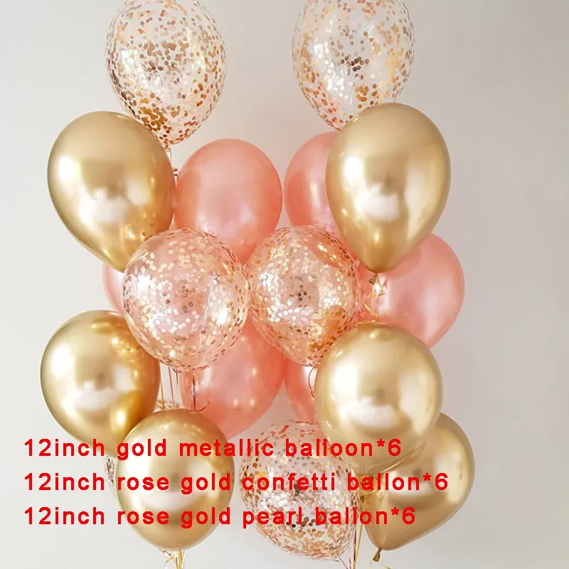 18 шт воздушные шары с конфетти цвета розовое золото украшение для первого дня