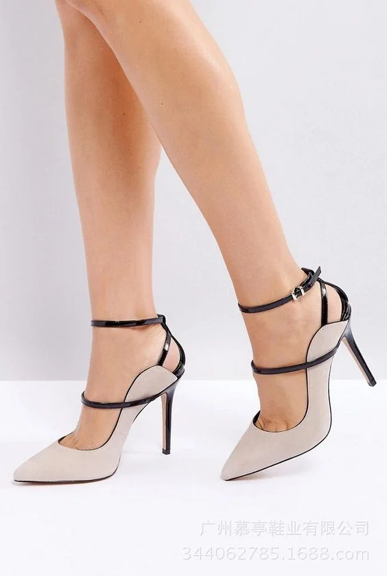 

Color matching fashion strap Sexy Heels