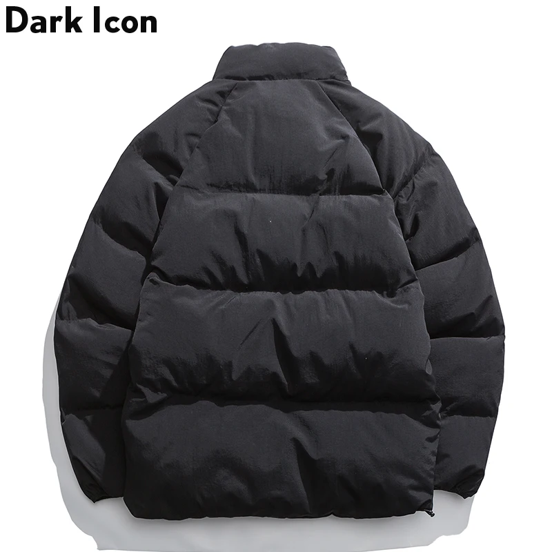 Темная икона сплошной цвет Harajuku стиль мужская зимняя куртка Пальто Повседневная