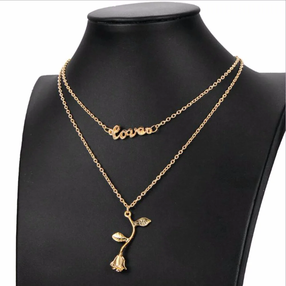 Ожерелье ERLUER с надписью любовь золотое ожерелье подвесками цветок розы