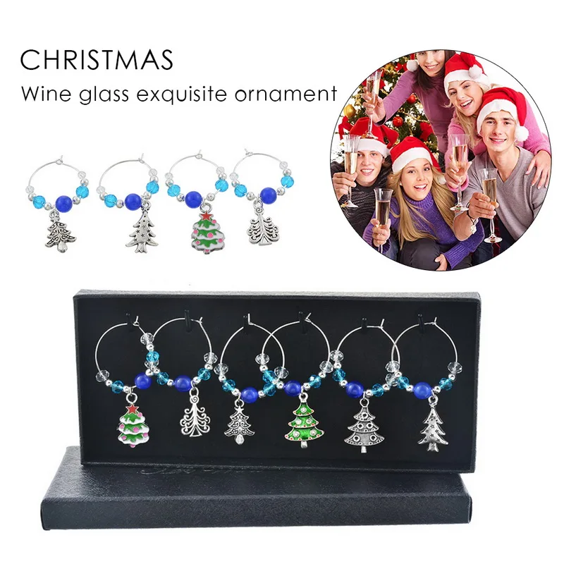 Hoomall 6 шт./кор. Смешанные Подвески для вина олень Снежинка Хрустальный маркер