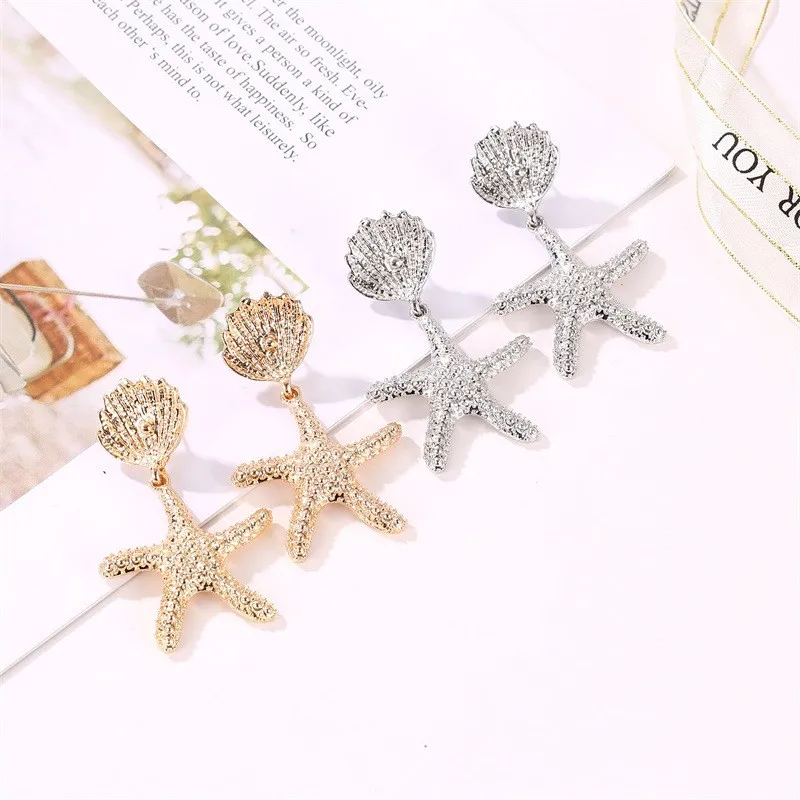 Классический Морская звезда в виде ракушки Star серьги подвески для женщин модные