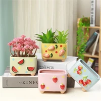 korean ins hand painted cute fruits ceramic succulent flower pot rectangular plant potted creative gardening decor ornaments
