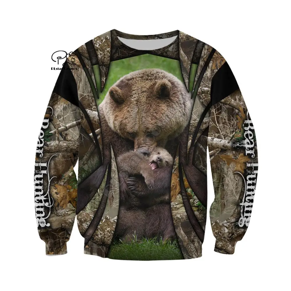 

PLstar Cosmos 3DPrint Brown Bear Hunter Hunting Animals Funny Men/Women Harajuku Streetwear Hoodies/Zip Hoodie/Sweatshirt/-d5