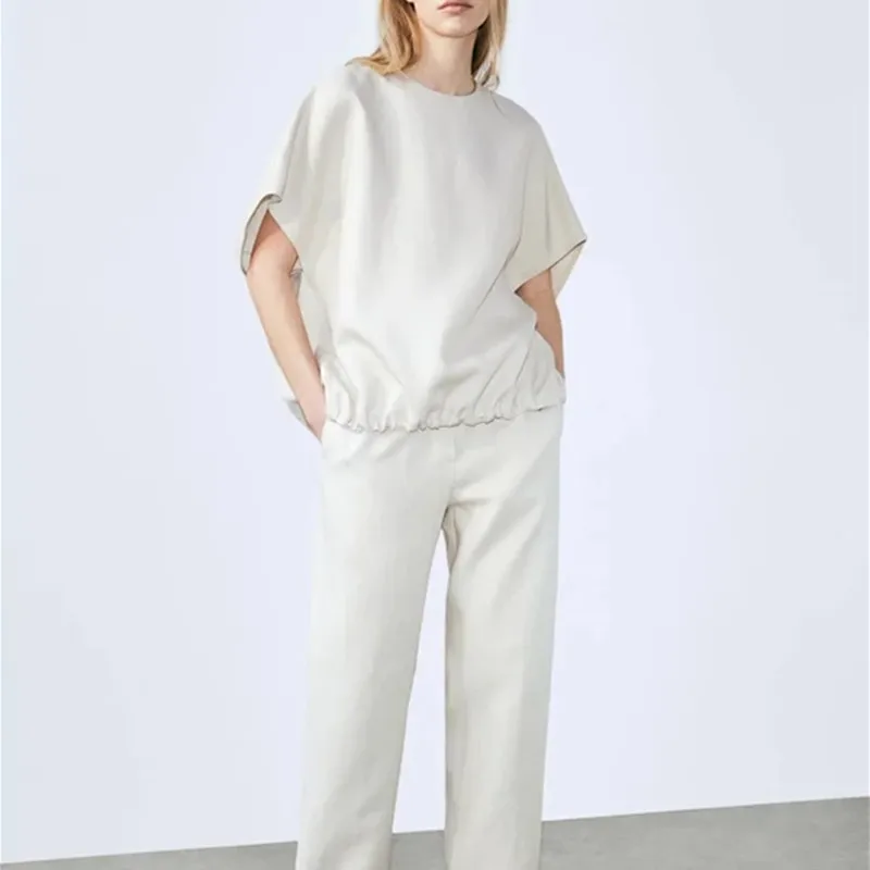 

Женская льняная футболка с круглым вырезом, свободная простая футболка с коротким рукавом, женская одежда, Новинка лета 2021