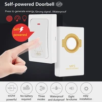 wireless doorbell self powered remote button and receiver mp3 digital long range ip47 waterproof for home security