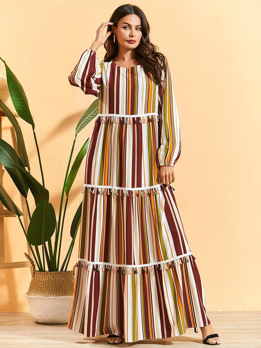 Женское Свободное длинное платье с вышивкой Abaya мусульманский кафтан турецкий