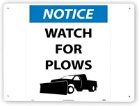1595 warning signnotice watch for plowstin aluminum metal decor painting traffic warning sign 12x16 inch