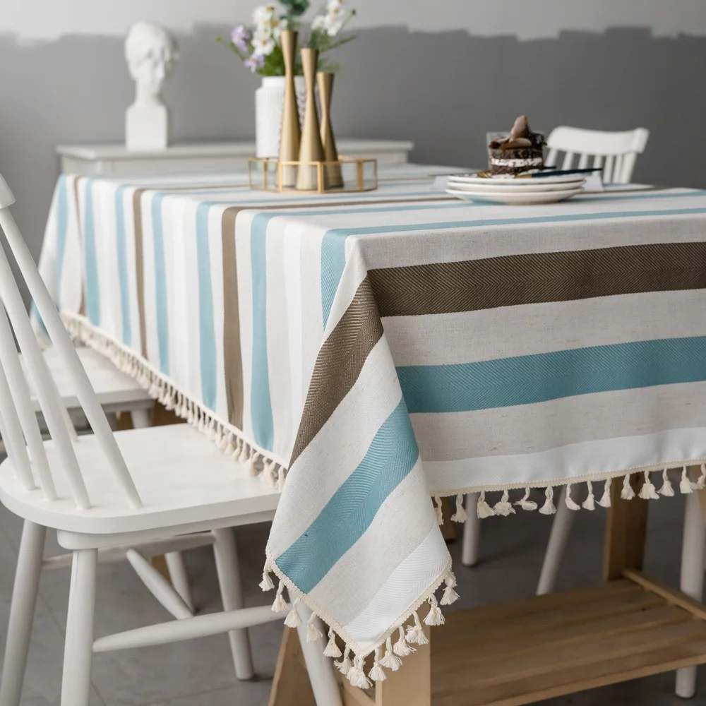 Скатерть для кухонного обеденного стола прямоугольная из хлопка с кружевной