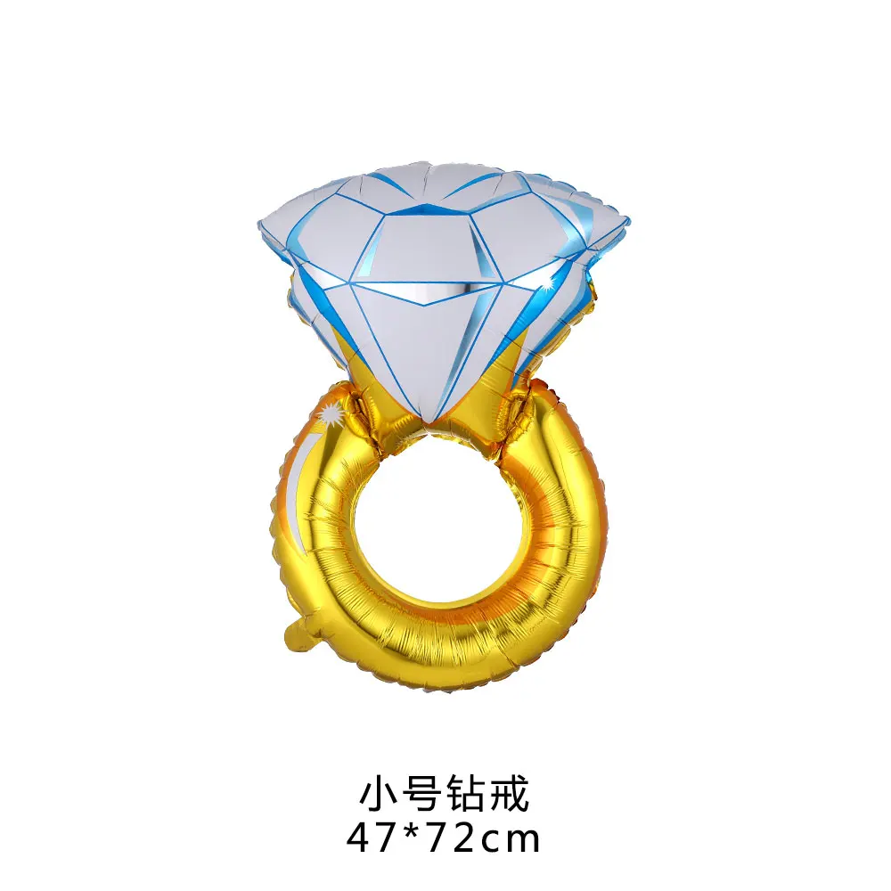 2 шт Золотое кольцо с бриллиантами фольгированный шар голубой для невесты