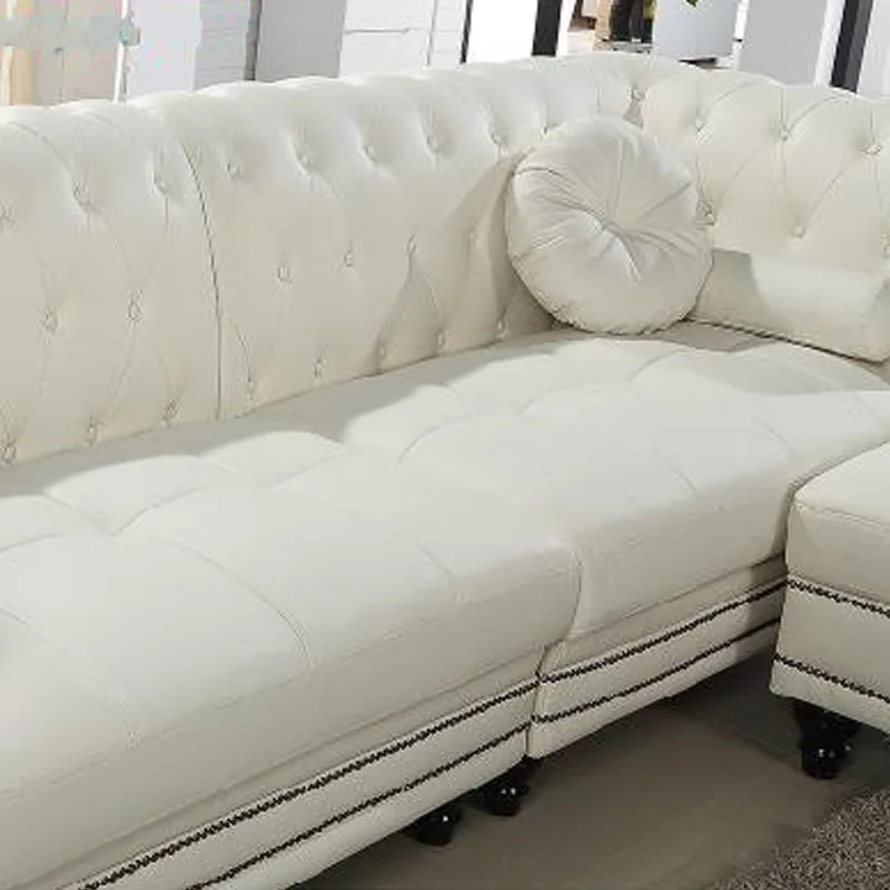 Простой белый кожаный диван в европейском стиле светильник роскошный