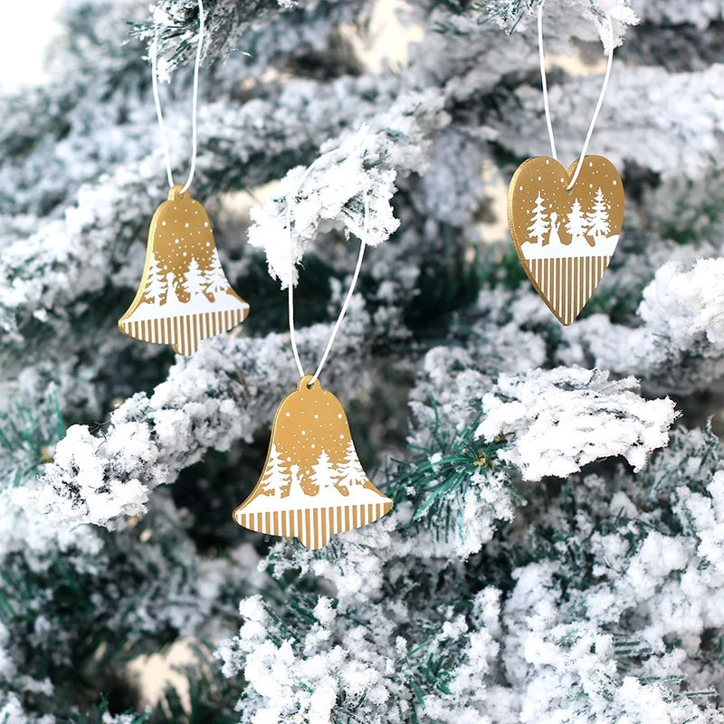 

9pcs/set Natural Wood Christmas Tree Ornament Wooden Hanging Pendants Gifts Snow Elk New Year Gifts Christmas Decoration