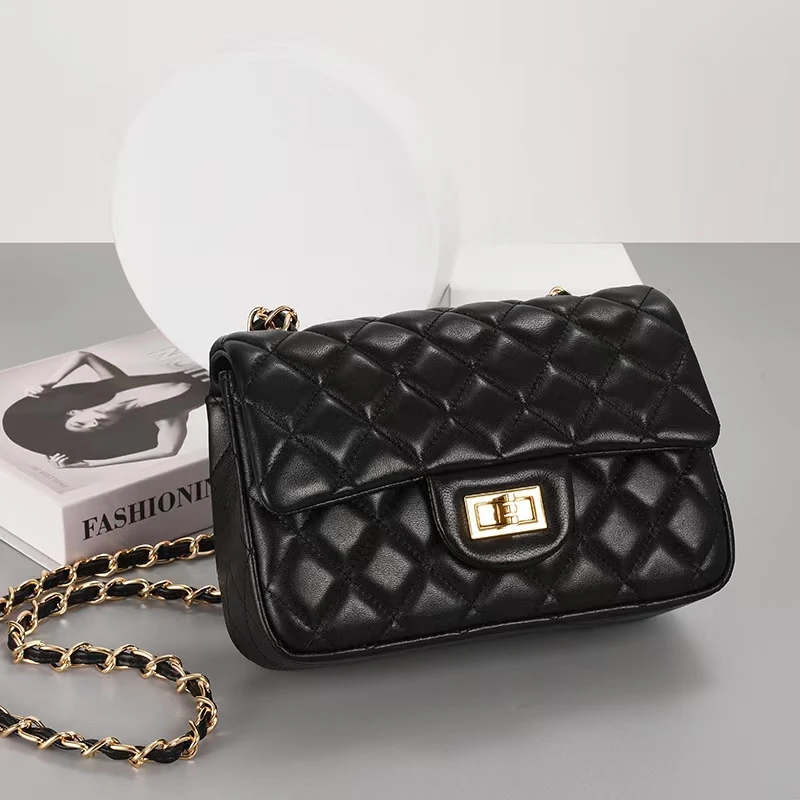 

Europe America women classic diamond lattice mini messenger bag fashion sheepskin small chains single shoulder bags 20 cm