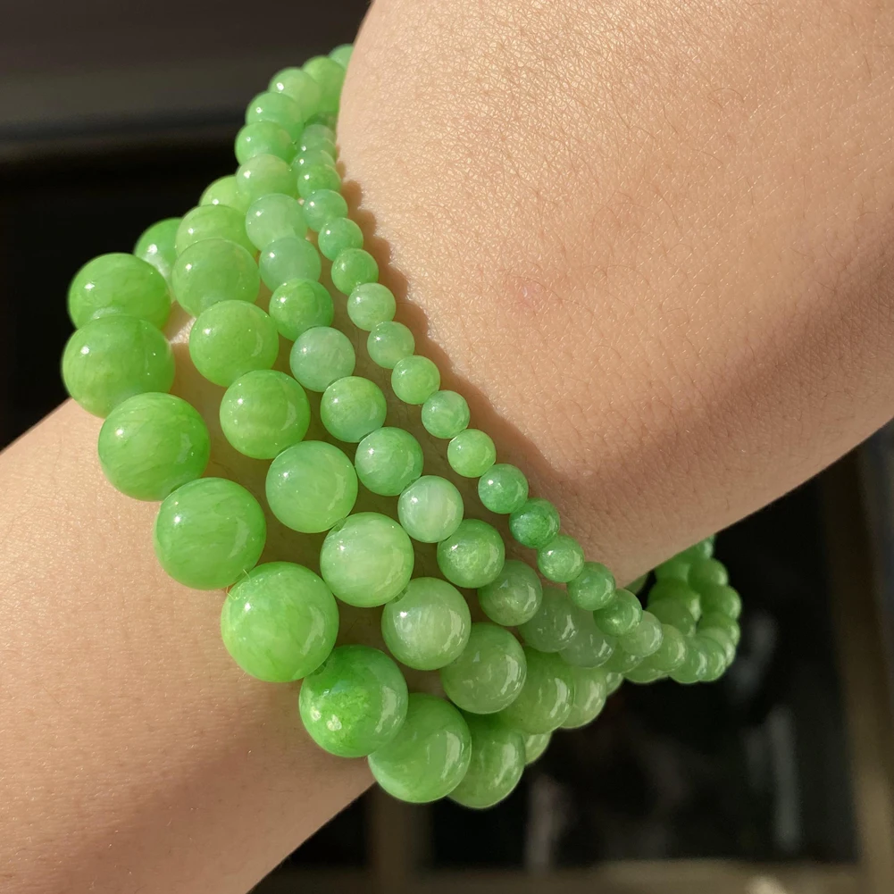 

Бусины Из Натурального халцедона, круглые россыпью из зеленого камня для изготовления браслетов, ювелирных изделий «сделай сам», аксессуар...