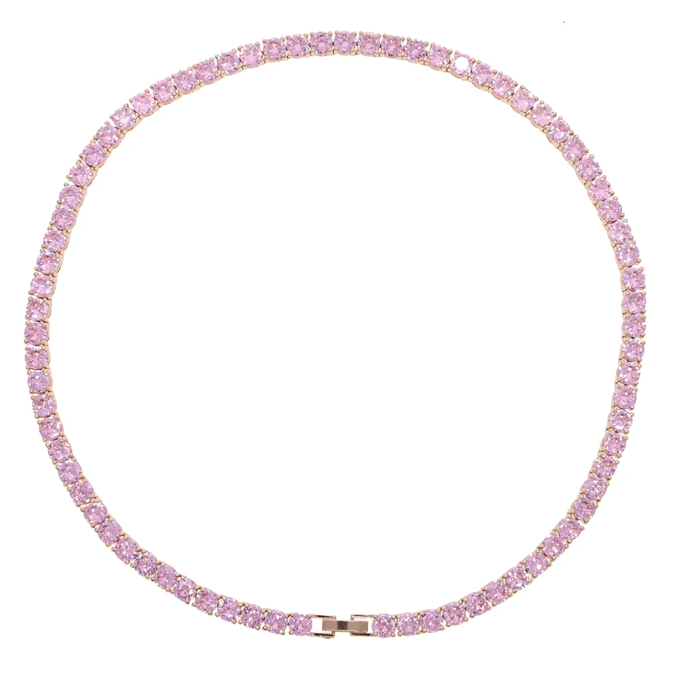 rose gold chain 46cm Новое поступление 5 мм розовый АНХ крест кулон со льдом кубического циркония cz теннисные цепи Золото Серебро Цвет ожерелье Мода хип хоп ювелирные изделия - Окраска металла: rose gold chain 46cm