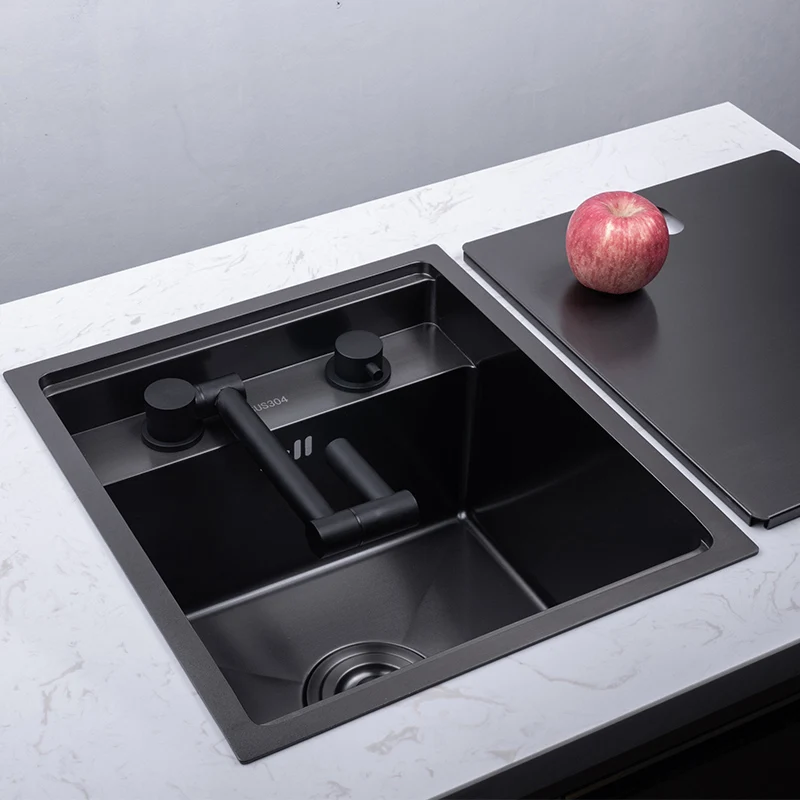black Hidden Kitchen sink Single bowl Bar Small Size Stainless Steel Balcony Concealed kitchen WF |