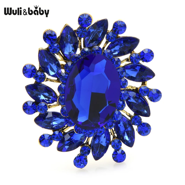 Женская Брошь В Виде Цветка Wuli & baby, классическая круглая брошь в форме цветка с кристаллами, 7 цветов, для вечерние или офиса, Подарочная брошь