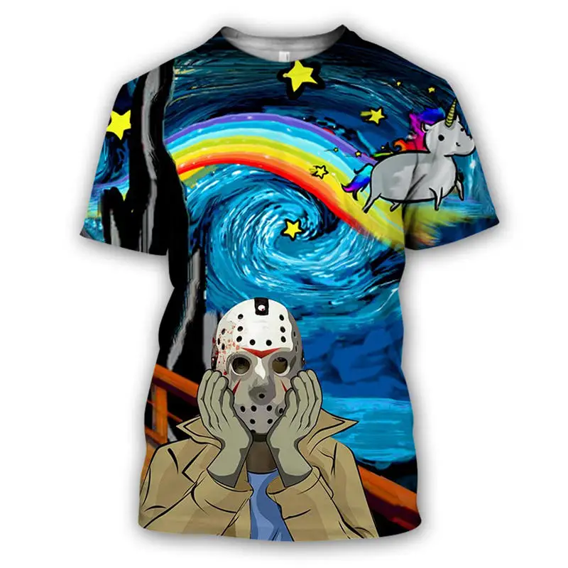 Новинка 2019 летние футболки мужские топы с 3D принтом ужасов на Хэллоуин