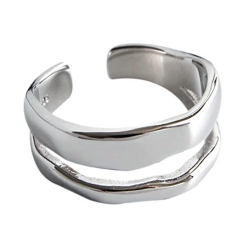 

Simple and Fresh Opening Irregular Double-layer Hollow Smooth Wave Ring Men's Women's Holiday Gift Party Jewelry Wholesale