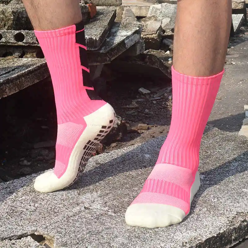 Pink Спортивные носки, противоскользящие футбольные носки, утолщенные Дышащие футбольные носки для мужчин и женщин, носки для бега, велоспорта, пеших прогулок - Цвет: Pink