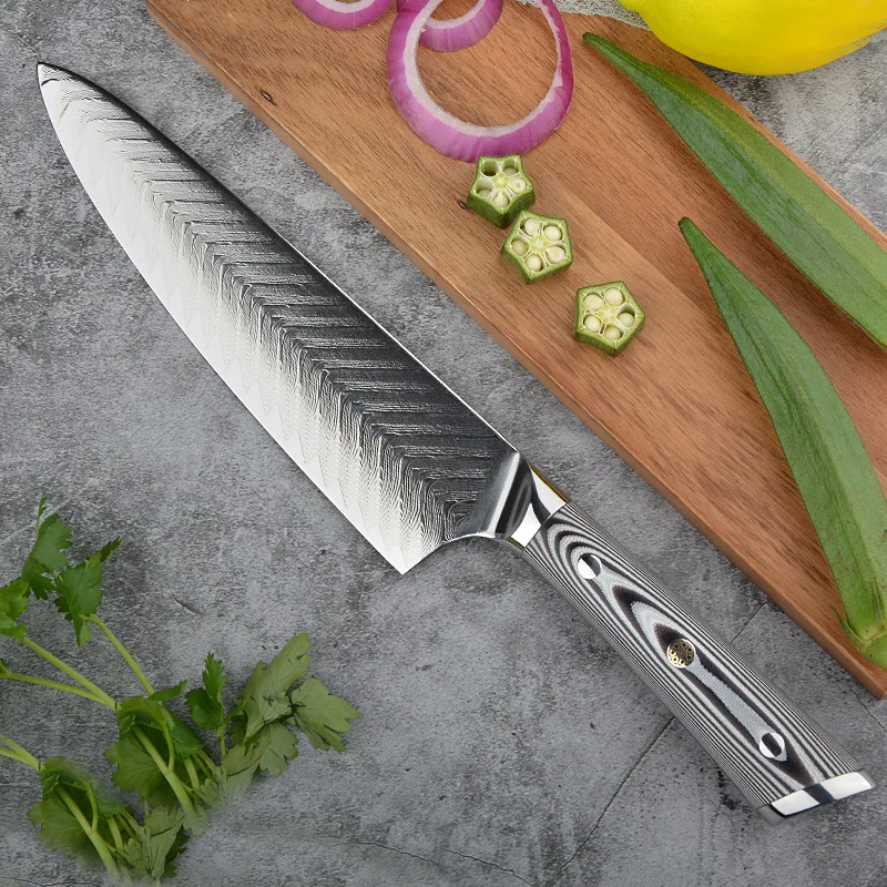 Дамасский кухонный нож 8 дюймов резец для овощей и мяса VG10 острый шеф-повара 67