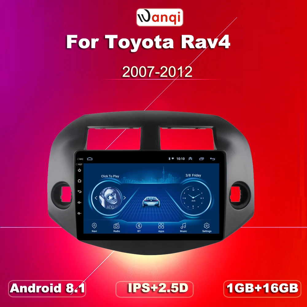 10 1 дюймов Android 9. 0 2.5D Закаленное HD Сенсорное радио для Toyota RAV4 8 2007 с Bluetooth USB WIFI