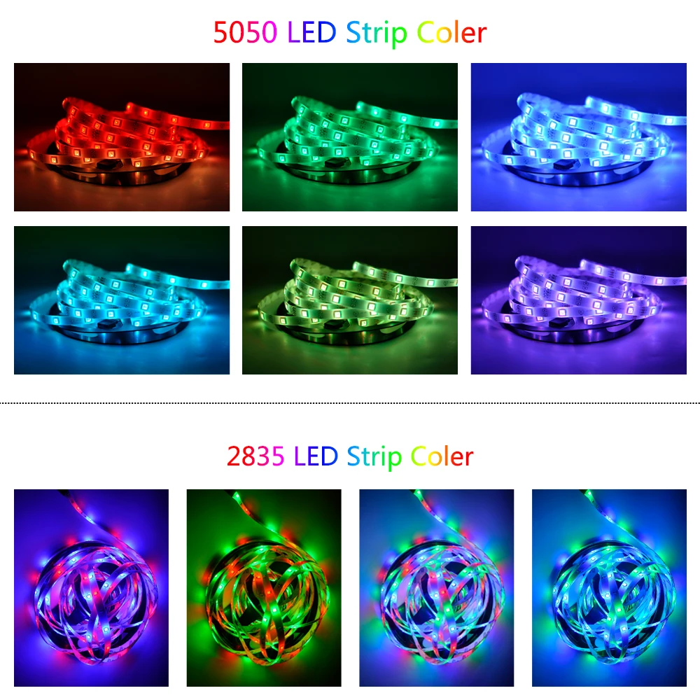 

LED Strip Light RGB 5050 SMD 2835 Flexible Ribbon Lights Strips RGB 5M 10M 15M 20M IP65 Tape Diode DC 12V Remote Control+Adapter