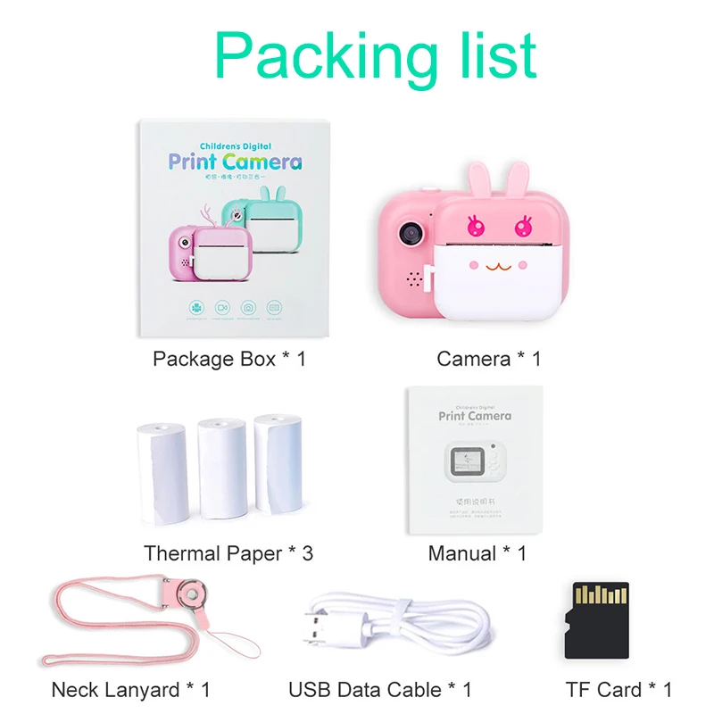 

Children Kids Camera Instant Printer Camera 24MP Mini Digital 1080P HD Video Camera With 2.4in IPS Eye Protection Screen