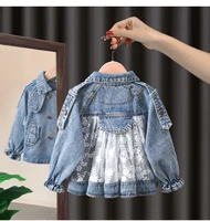 spring childrens denim jackets girl jean embroidery jackets girls kids clothing baby lace coat casual outerwear windbreaker