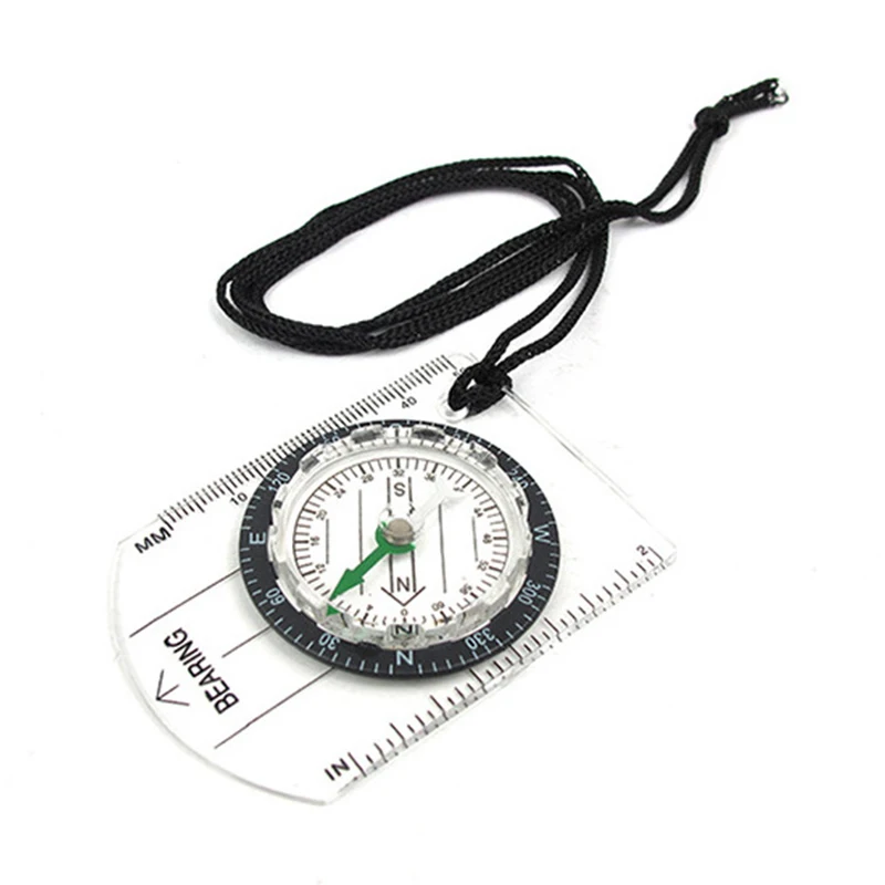 Professional Mini Compass Map Scale Ruler Multifunctional Equipment Outdoor Hiking Camping Survival Guiding Tool
